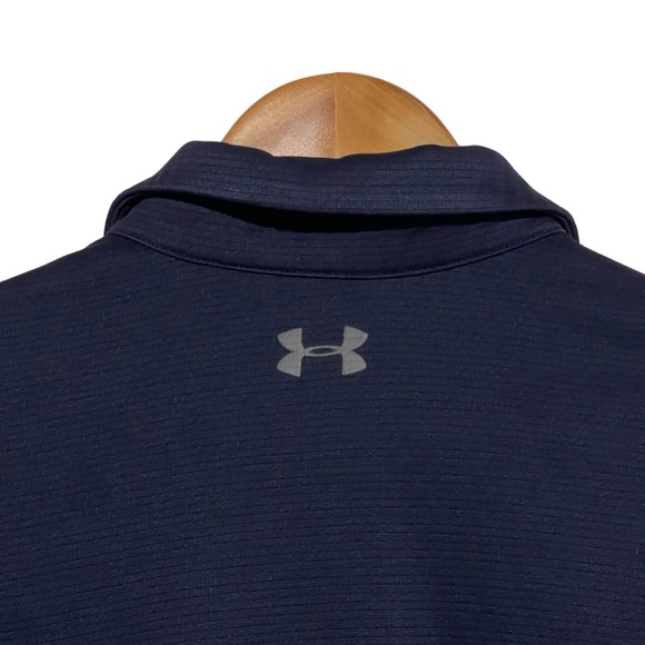Under Armour Heatgear Polo Shirt Mens Size M Navy Loose Logo Golf - Picture 5 of 7